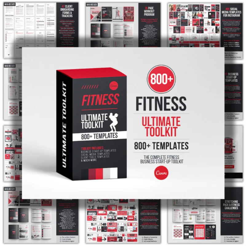 Fitness Ultimate Toolkit | Personal Trainer Templates | Instagram Templates | Fitness Coach | Canva Template | Fitness Workout Program